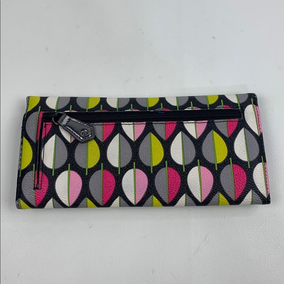 Vera Bradley Moon Drops Pink and Green Pattern wallet Magnet Close ID pocket NEW - Picture 3 of 12
